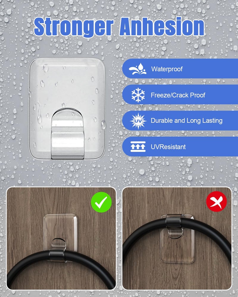 LZC Hooks for Outdoor String Lights Clips: 20 Pack Large Clear Rectangle Outdoor Light Clips Waterproof Adhesive Strips - Heavy Duty Outside Hanging Cable Rope Light Holders Organizer - Image 3