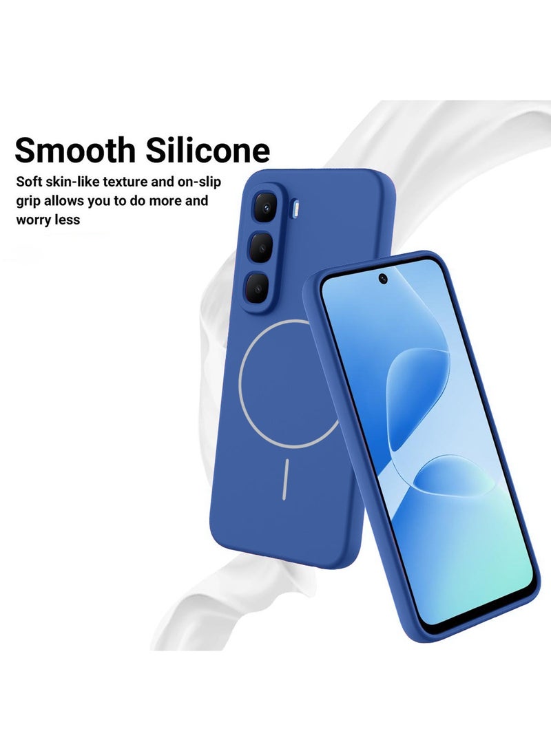 Wtech Infinix Hot 60 5G 2025 Premium Liquid Silicone Compatible With Thin Magsafe Ring Case Cover (MCMPMN) - Navy Blue - Image 3