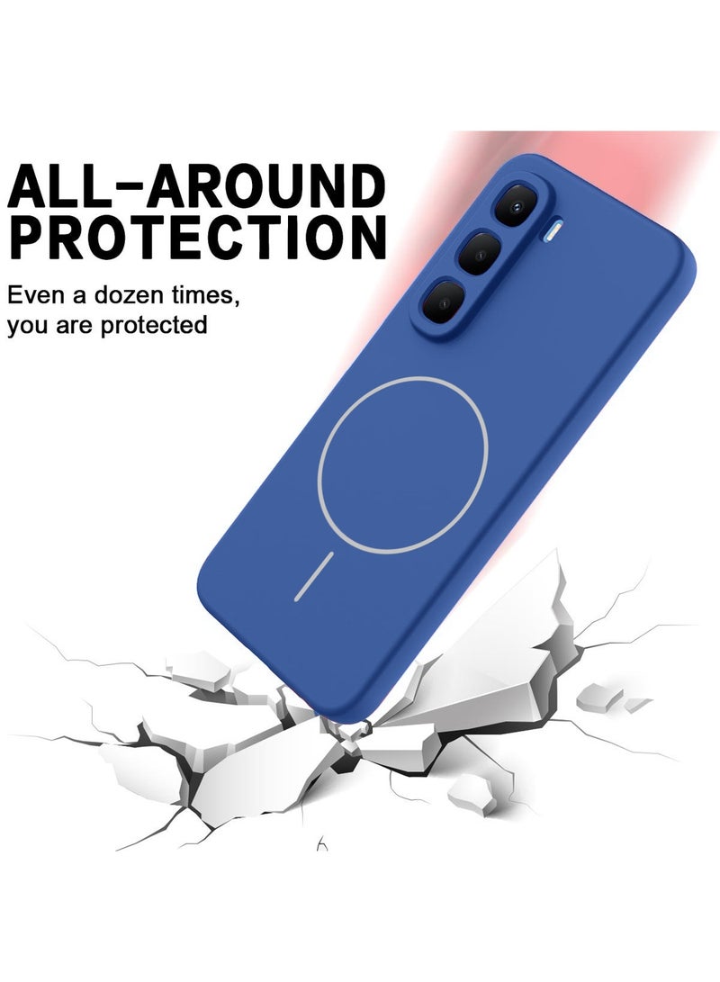 Wtech Infinix Hot 60 5G 2025 Premium Liquid Silicone Compatible With Thin Magsafe Ring Case Cover (MCMPMN) - Navy Blue - Image 5