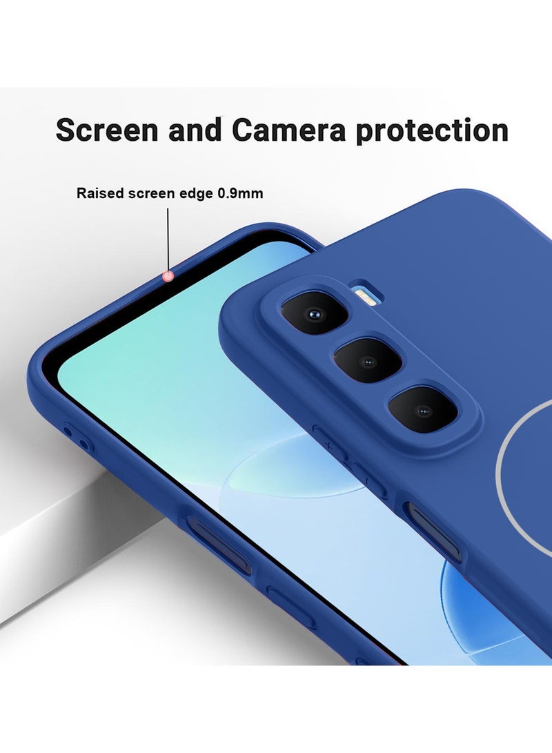 Wtech Infinix Hot 60 5G 2025 Premium Liquid Silicone Compatible With Thin Magsafe Ring Case Cover (MCMPMN) - Navy Blue - Image 4