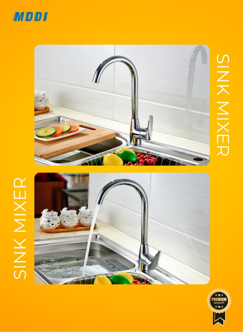 MODI Stainless Steel Kitchen Sink Mixer Faucet with 360° Swivel Spout, Hot & Cold Water Control, Modern Design for Home & Kitchen - Image 5