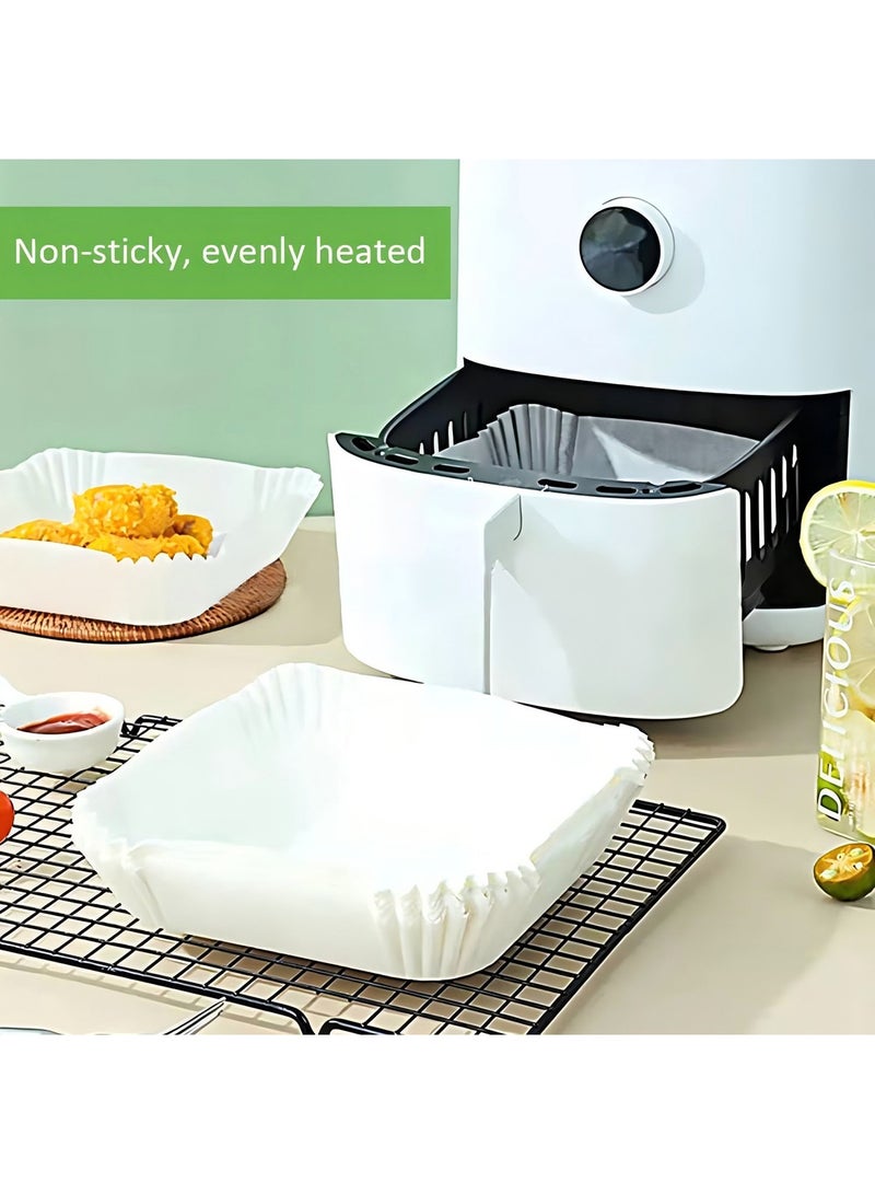 100-Pack 8 In Disposable Air Fryer Paper Liners - Non-Stick, Oil-Resistant, Waterproof Food-Grade Paper Pads for Roasting, Microwave & Baking - Image 2