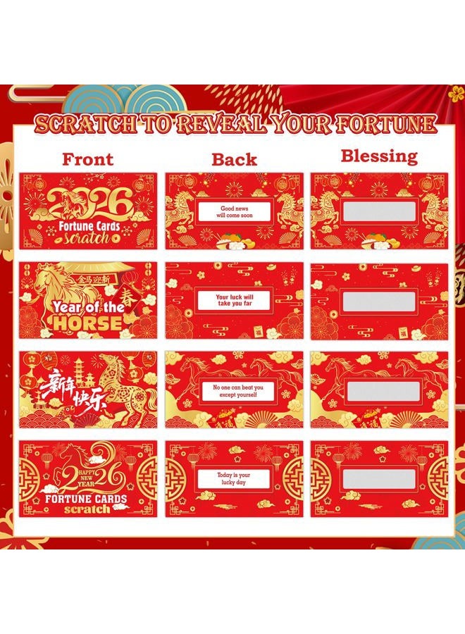 HOWAF Chinese New Year Scratch Off Card, 24pcs Year of Horse Scratch Off Fortune Cards for Lunar New Year Party Favors Supplies - Image 3