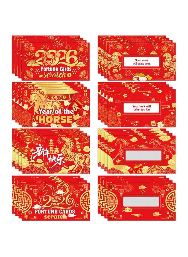 HOWAF Chinese New Year Scratch Off Card, 24pcs Year of Horse Scratch Off Fortune Cards for Lunar New Year Party Favors Supplies - Image 1