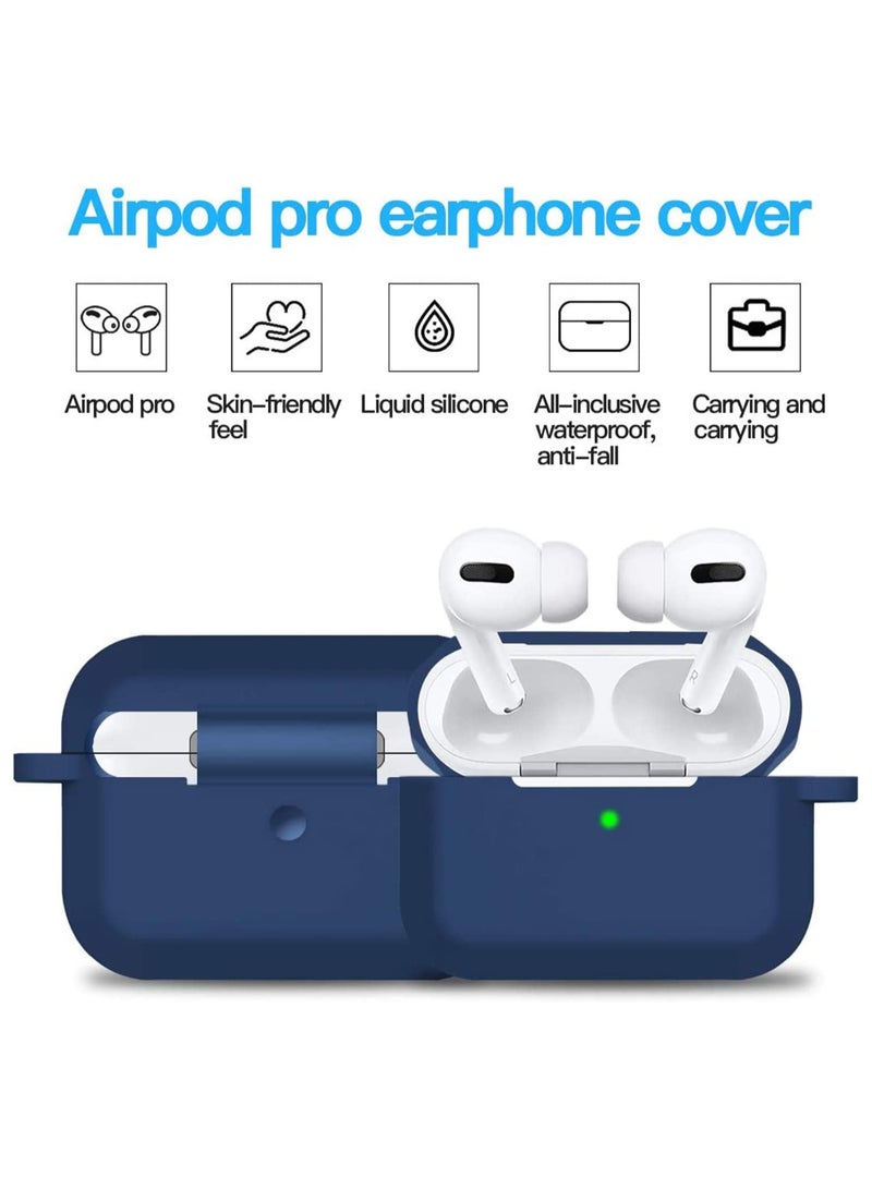 Compatible for Airpods Pro Case Cover with Keychain, Full Protective Silicone Skin Accessories for Women Men AirPods Pro 【Front LED Visible】 Navy Blue - Image 4
