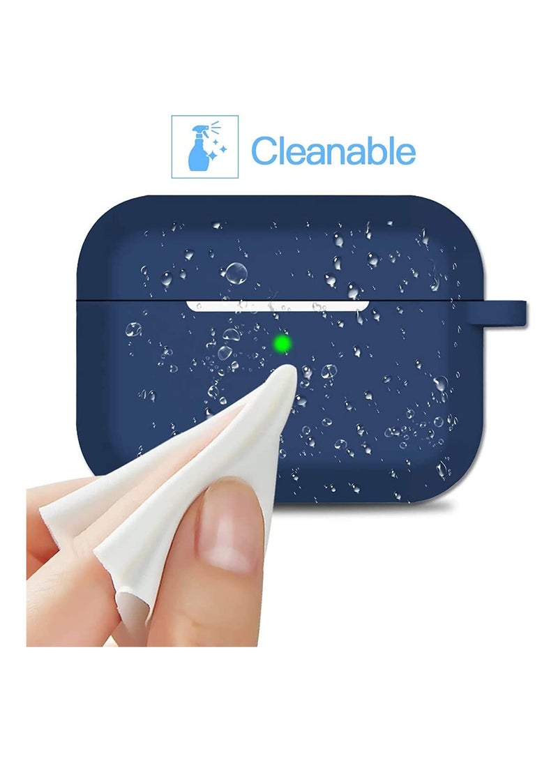 Compatible for Airpods Pro Case Cover with Keychain, Full Protective Silicone Skin Accessories for Women Men AirPods Pro 【Front LED Visible】 Navy Blue - Image 5