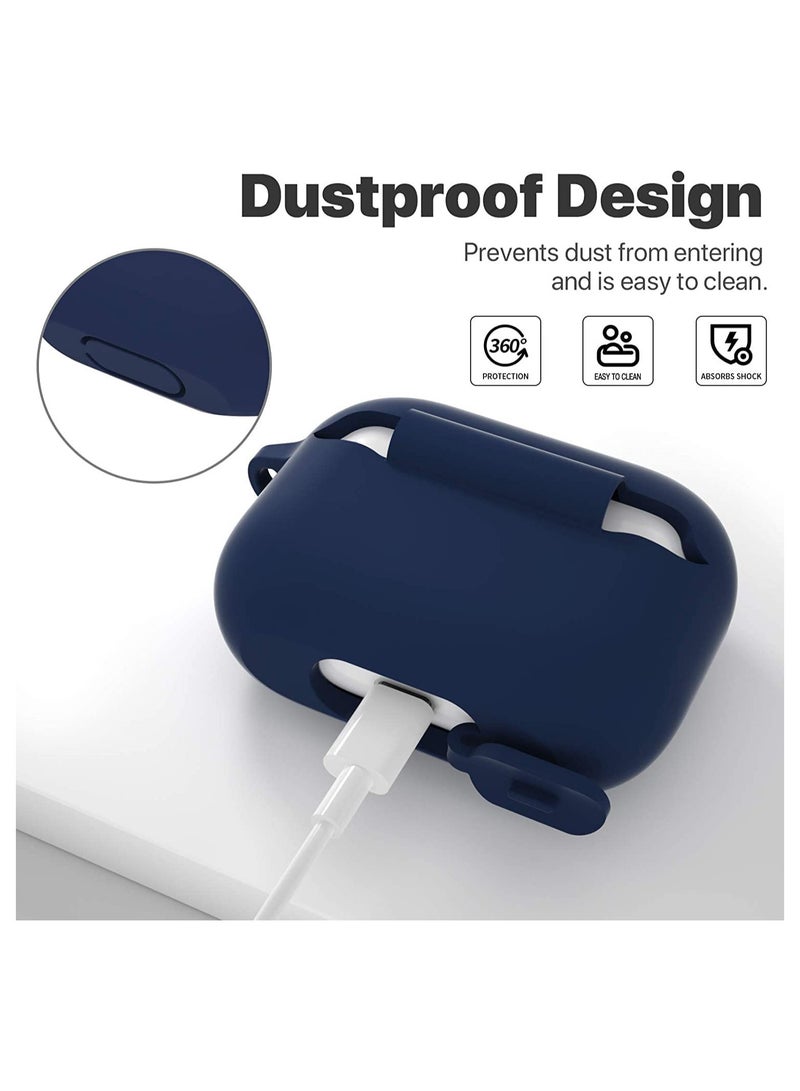 Compatible for Airpods Pro Case Cover with Keychain, Full Protective Silicone Skin Accessories for Women Men AirPods Pro 【Front LED Visible】 Navy Blue - Image 2