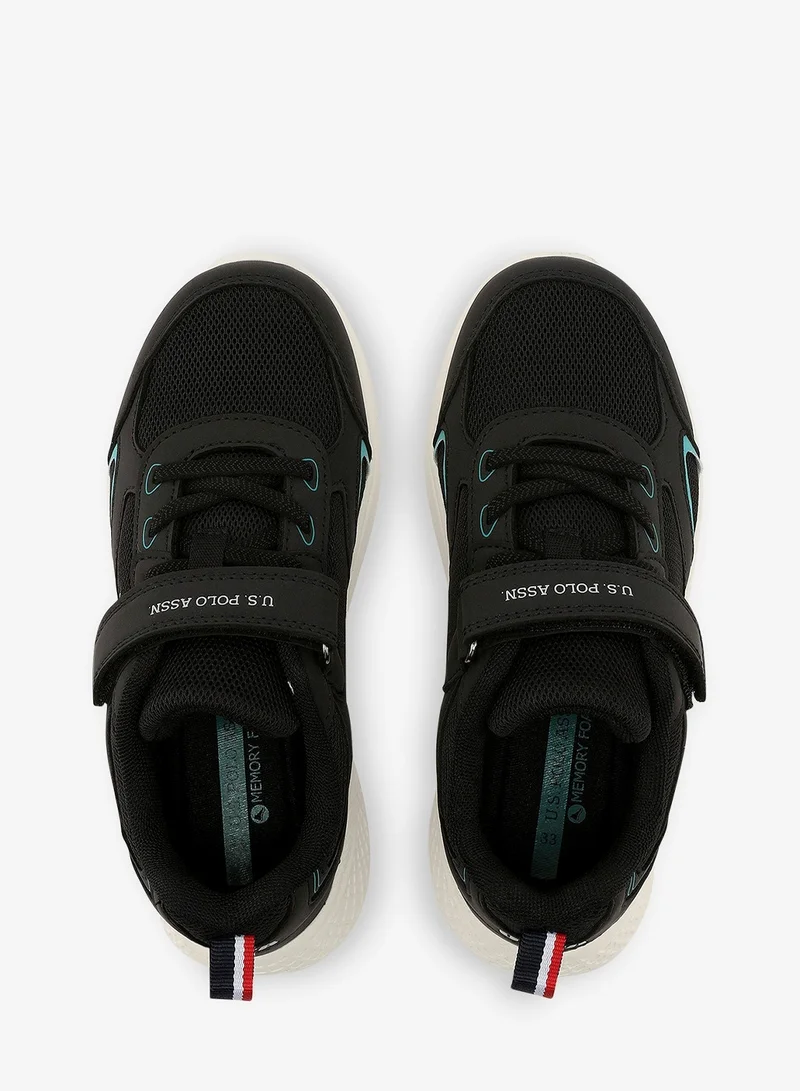 U.S. Polo Assn. black Kids Black Low-Top Casual Sneakers with Velcro Strap - Sleek Everyday Style and Comfort for Effortless Wear for Kids | Best Price UAE