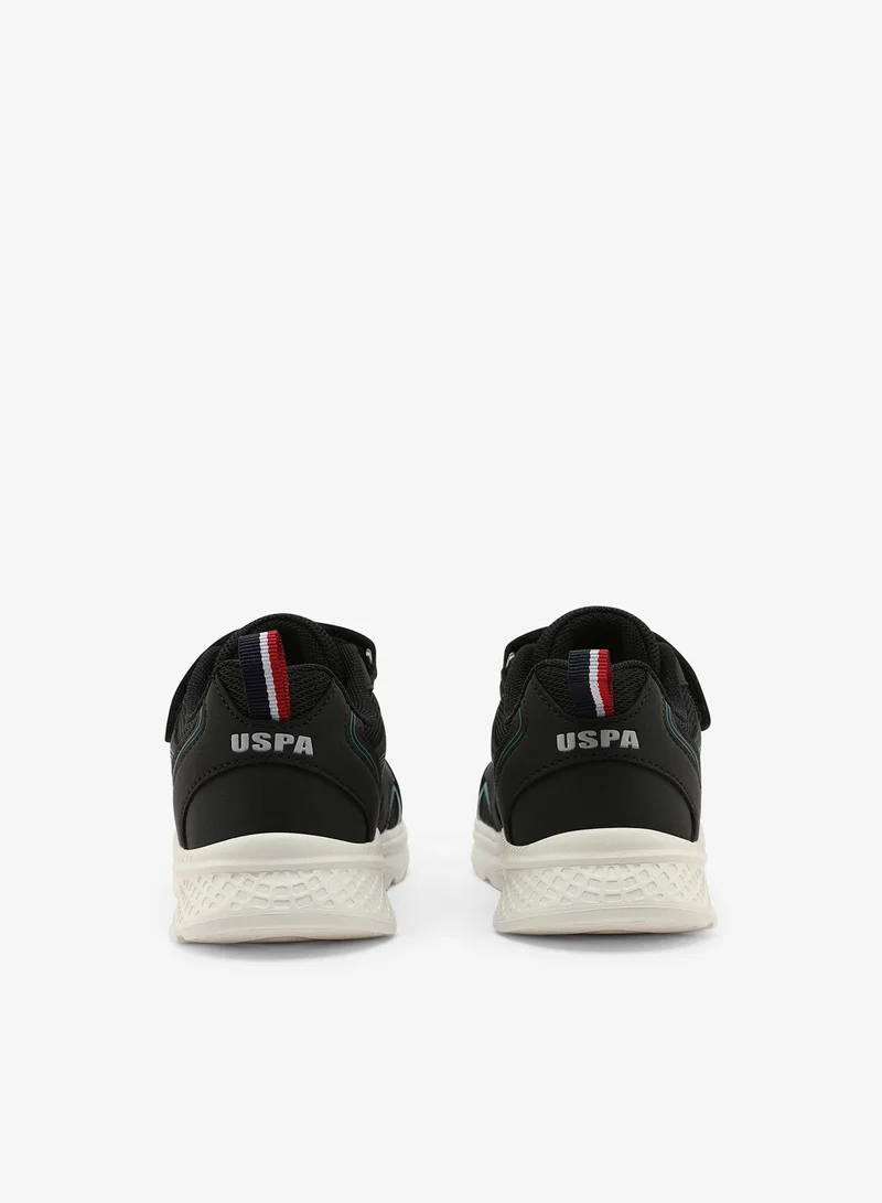 U.S. Polo Assn. black Kids Black Low-Top Casual Sneakers with Velcro Strap - Sleek Everyday Style and Comfort for Effortless Wear for Kids | Best Price UAE