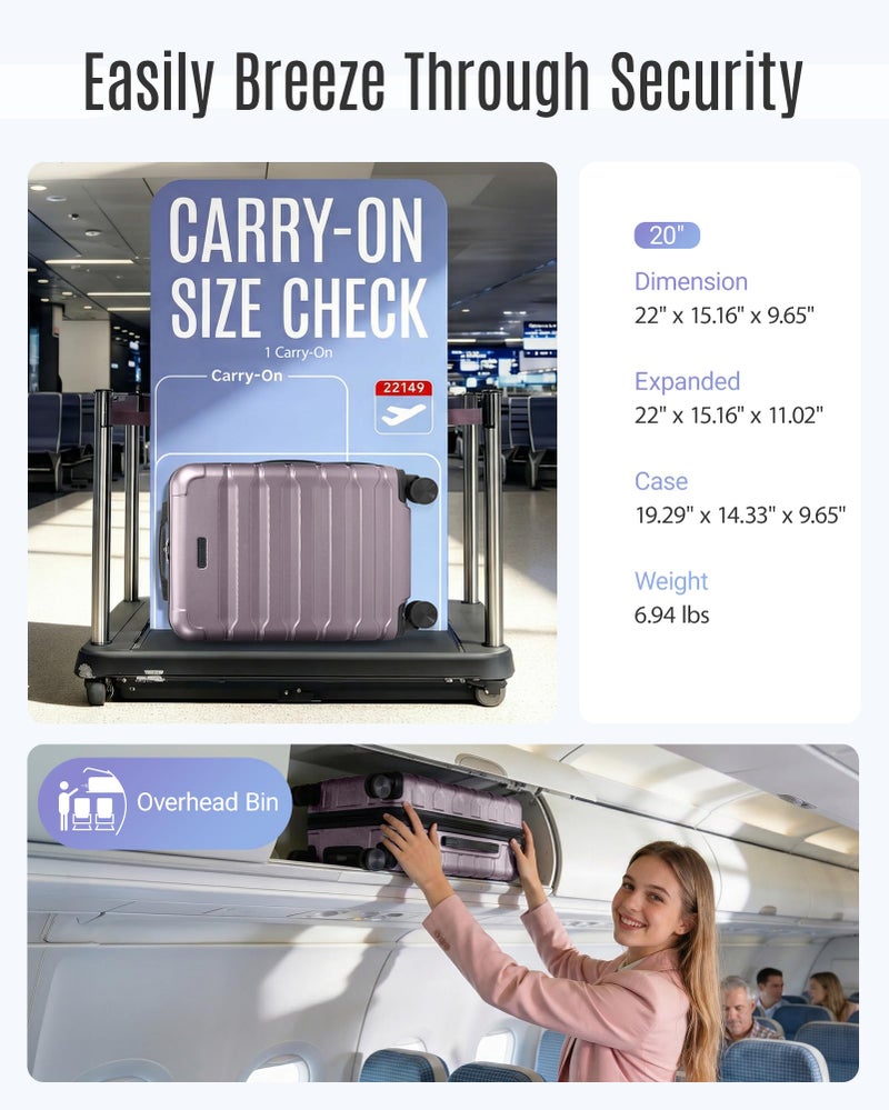 LIGHT FLIGHT Carry On Luggage 22x14x9 Airline Approved, Expandable Carry On Suitcases with Wheels, Lightweight Luggage, Durable Hard Shell 20 Inch Rolling Suit Case for Men Women Travel,Rose Purple - Image 5