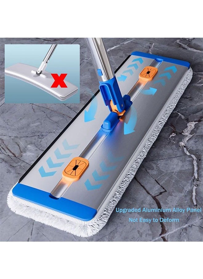 Generic - Large Flat Mop Floor Mop Roseionly Flat Mop with Wringer Set 360 Degree Rotating, Adjustable Stainless Steel Long Handle with Dewatering Scraper Washable Microfiber Pads,Blue,Mop Bucket Set - Image 1