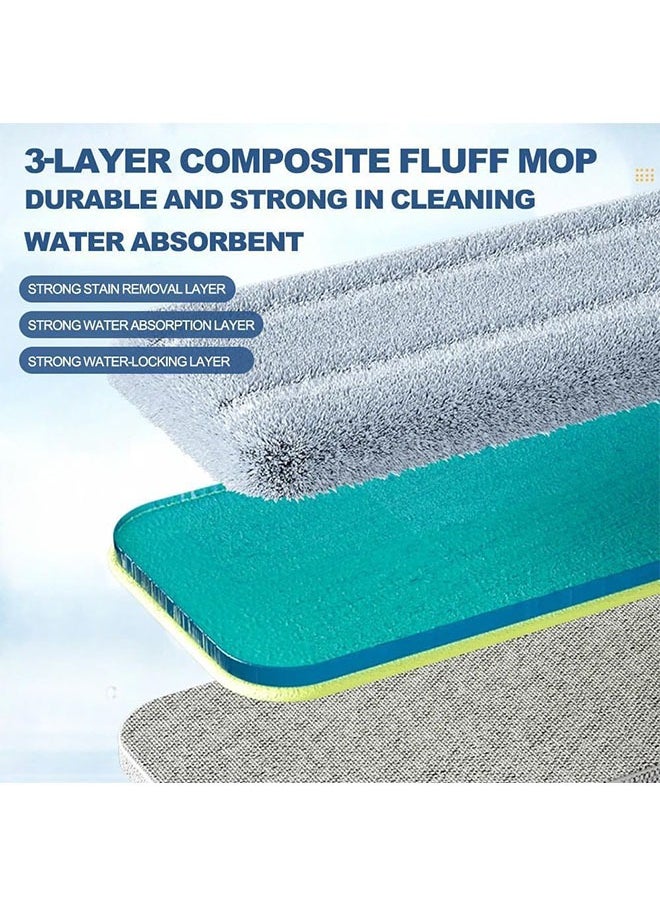 Generic - Large Flat Mop Floor Mop Roseionly Flat Mop with Wringer Set 360 Degree Rotating, Adjustable Stainless Steel Long Handle with Dewatering Scraper Washable Microfiber Pads,Blue,Mop Bucket Set - Image 1