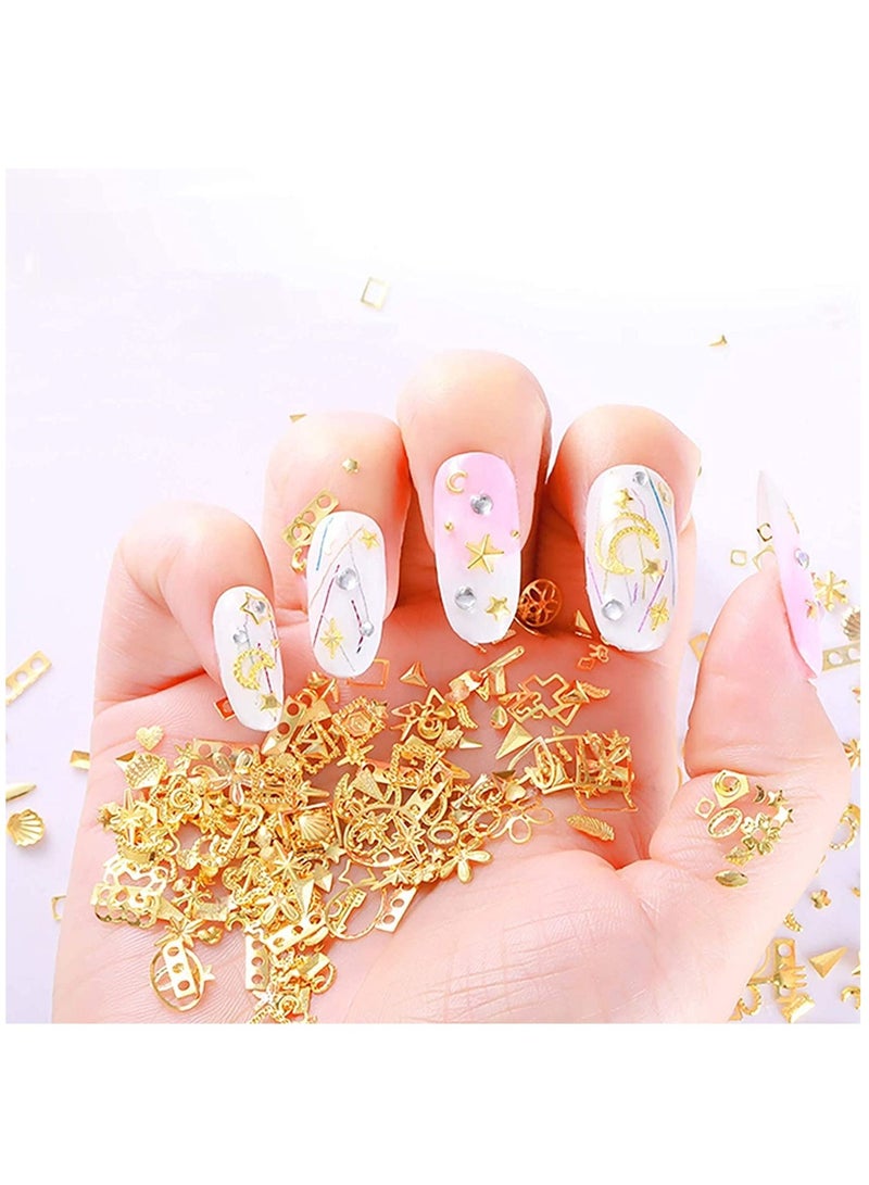Y&D 6 Box Gold Nail Nails, 3D Art Charm Decoration Set Metal Nails Rivet Star Moon, Geometric Cutout Mixed Shapes for Women DIY Decorative Art, Greeting Cards, Mugs, etc. - Image 4