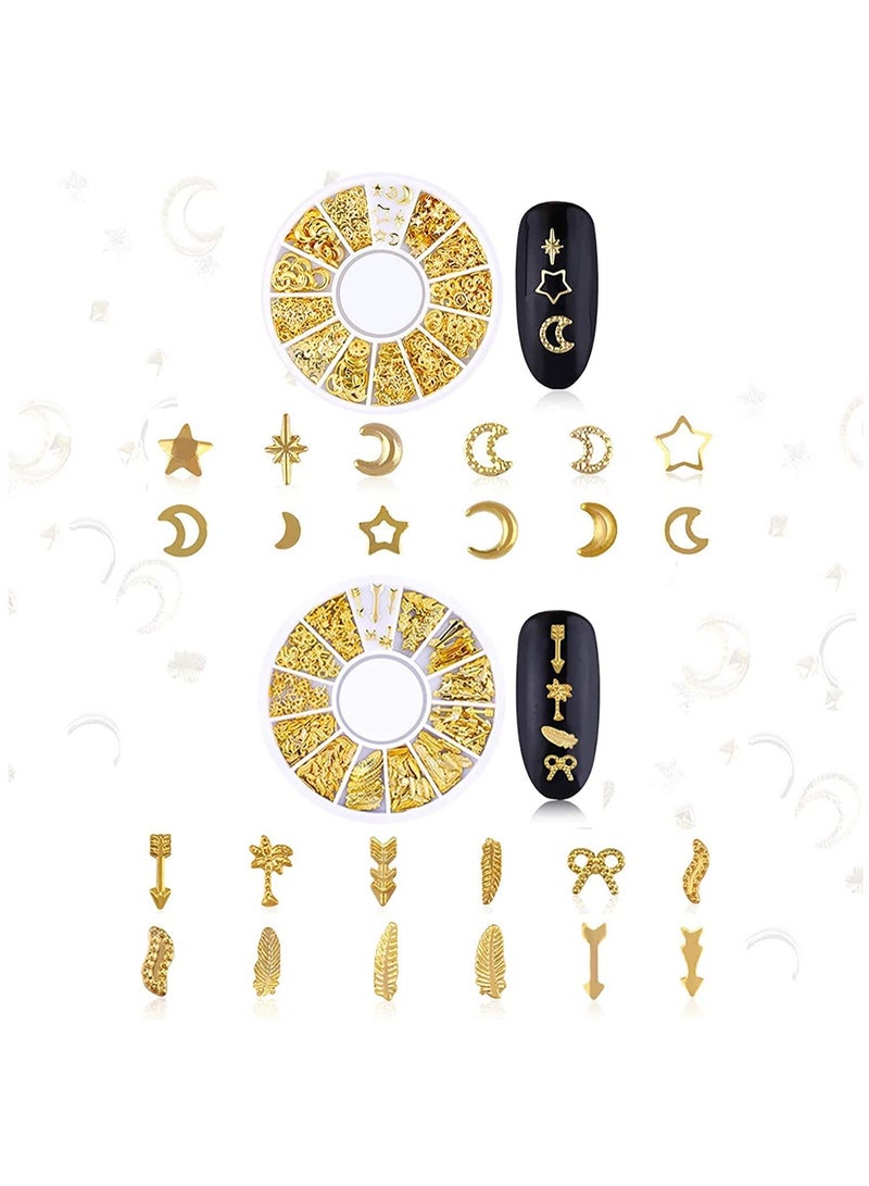 Y&D 6 Box Gold Nail Nails, 3D Art Charm Decoration Set Metal Nails Rivet Star Moon, Geometric Cutout Mixed Shapes for Women DIY Decorative Art, Greeting Cards, Mugs, etc. - Image 5