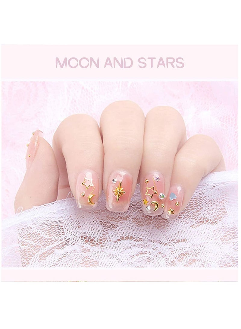 Y&D 6 Box Gold Nail Nails, 3D Art Charm Decoration Set Metal Nails Rivet Star Moon, Geometric Cutout Mixed Shapes for Women DIY Decorative Art, Greeting Cards, Mugs, etc. - Image 2