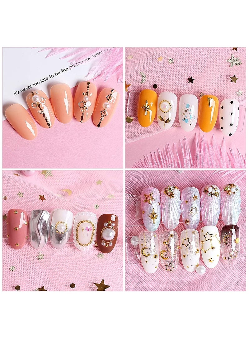 Y&D 6 Box Gold Nail Nails, 3D Art Charm Decoration Set Metal Nails Rivet Star Moon, Geometric Cutout Mixed Shapes for Women DIY Decorative Art, Greeting Cards, Mugs, etc. - Image 3