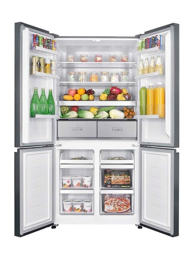 Mabe - 4-Door Side By Side Refrigerator 12.9Cu.ft, Freezer 5.2Cu.ft, 593 L, Inverter, MTB516JKRSS0 Stainless Steel - Image 1