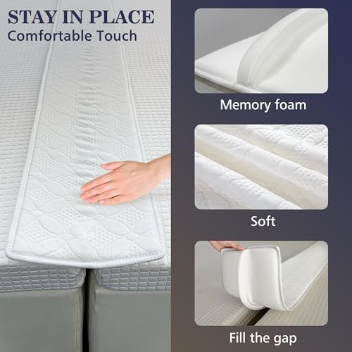 Asatdd Bed Bridge Twin Size to King Size Bed, Memory Foam Waterproof Mattress Gap Filler, Twin Size to King Size Bed Converter, 75" x 12" - Image 2
