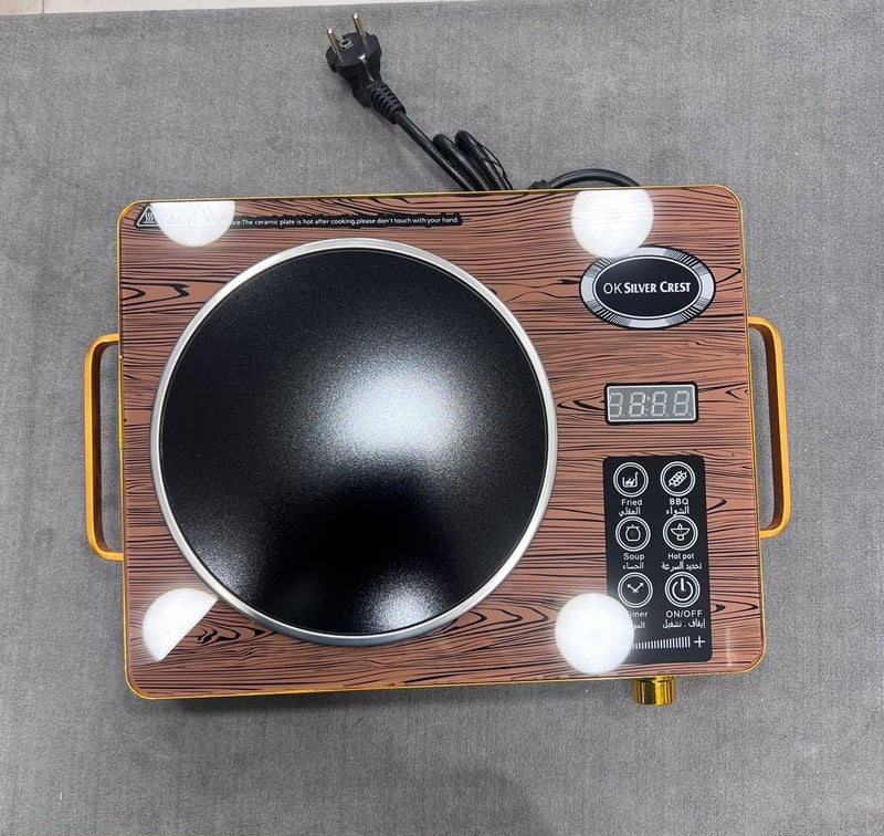 Premium Ceramic Electric Hot Plate with Unique Wooden Design and Digital Display - Image 3