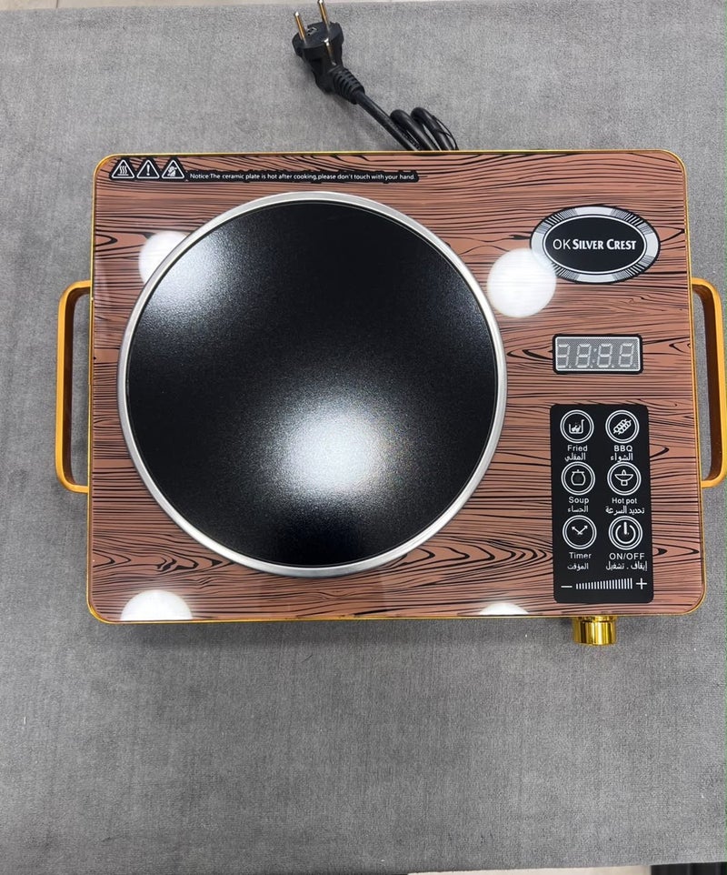 Premium Ceramic Electric Hot Plate with Unique Wooden Design and Digital Display - Image 2