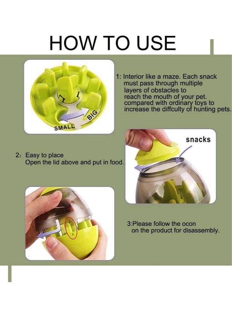 Cats and Dogs Interactive Food Dispensing Tumbler Treat Dispensing Toy Self Food Feeder For Small Medium Pets Green - Image 4