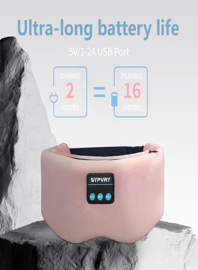 SYPVRY Bluetooth Sleep Mask Wireless Headphones Bluetooth Eye Mask for Side Sleepers SYPVRY Blackout Eye Mask with Headphones Speaker for Airplane,Travel, Pink - Image 2