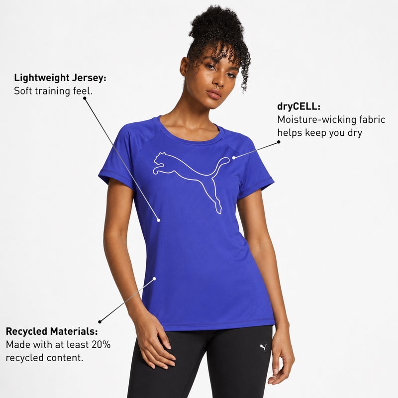 PUMA Favourite Jersey Cat Training Womens Blue T-Shirt - Image 2