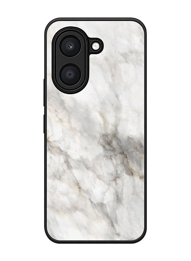 Stylizedd Rugged Case for Honor X7e 4G / Play 80 Plus 5G- Slim Fit Hybrid Rubber Cover Marble Print Beige Grey