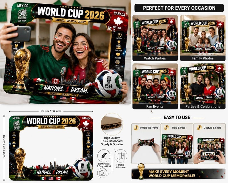 اي ار اس إطار صور كرة القدم ARS لكأس العالم FIFA 2026 - لوحة جدارية فاخرة مؤطرة بتصميم مستوحى من بطولة الولايات المتحدة الأمريكية وكندا والمكسيك، ديكور مثالي لعشاق كرة القدم في المنزل والمكتب. - Image 4