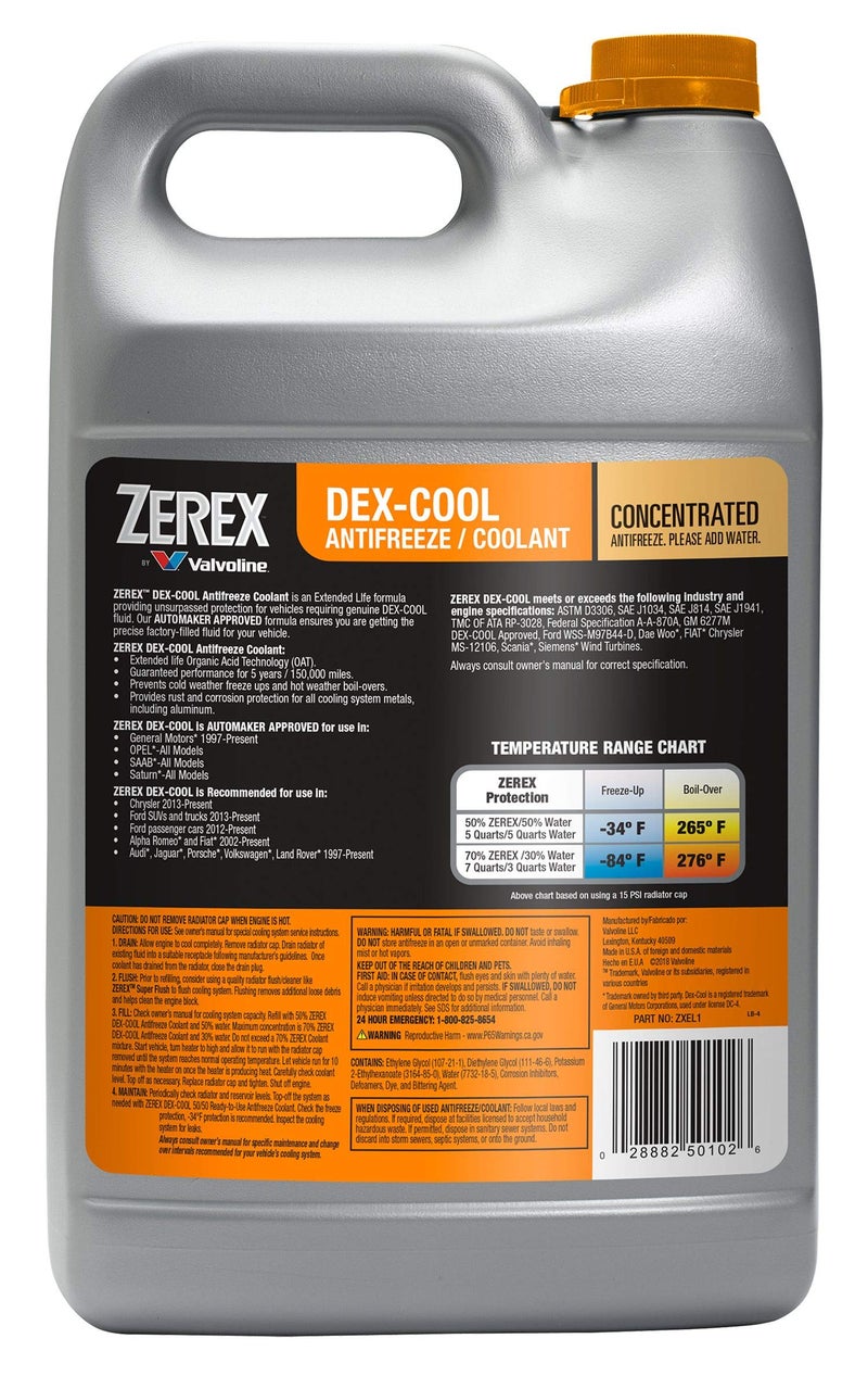 Valvoline Zerex Dex-Cool 50/50 Ready-to-Use Antifreeze Coolant 1 Gallon - Image 2