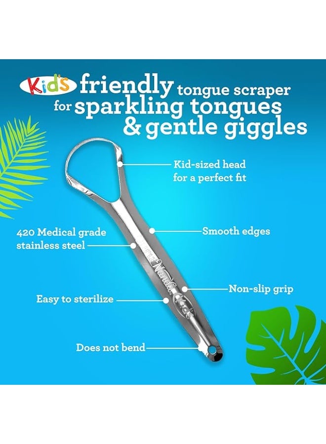 GuruNanda Kids Tongue Scraper Stainless Steel Oral Hygiene Travel Case 2 Pack - Image 2