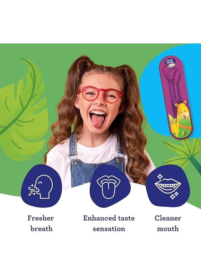 GuruNanda Kids Tongue Scraper Stainless Steel Oral Hygiene Travel Case 2 Pack - Image 4