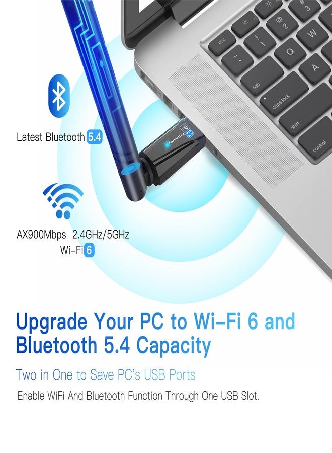 Krisnorey 2-in-1 Wi-Fi 6 Bluetooth 5.4 USB Adapter for PC Laptop, 5dBi High Gain AX900 2.4G/5GHz Wireless WiFi Network Dongle Auto-Driver for Windows 11 10 Desktop, Plug n Pair Headset, Keyboard, Mice - Image 2