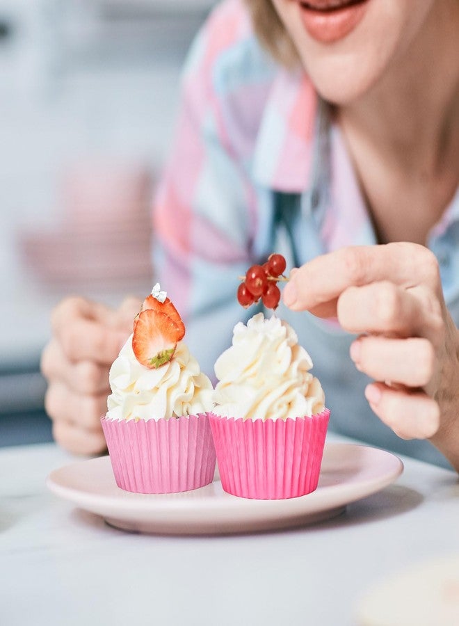 Whaline 300Pcs Pink Cupcake Liners Gradient Pink Cupcake Wrappers Disposable Paper Baking Cups 3 Styles Baking Liners Holders for Wedding Bridal Baby Shower Birthday Party - Image 5