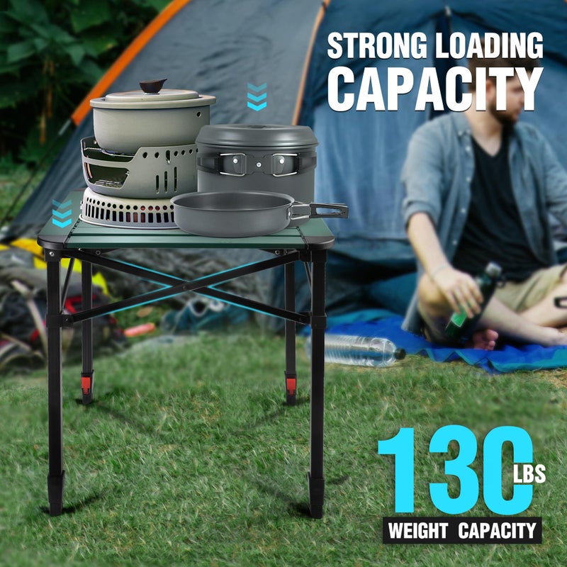 VILLEY Folding Camping Square Table with Carry Bag, Lightweight Aluminum Adjustable Square Table for Outdoor, Camping, Picnic, Backyards, BBQ (M) - Image 5