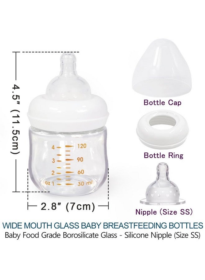 Matyz 2-Pack Glass Baby Breastfeeding Bottles With Caps (White, 4Oz) - Wide Neck New Born Bottles For Baby Breastfeeding - Breastfeeding Bottles For Newborn Babies - 4 Oz Glass Baby Bottles 0-3 Months - Image 2