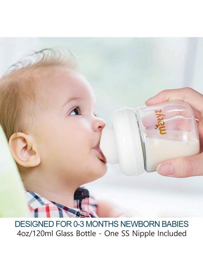 Matyz 2-Pack Glass Baby Breastfeeding Bottles With Caps (White, 4Oz) - Wide Neck New Born Bottles For Baby Breastfeeding - Breastfeeding Bottles For Newborn Babies - 4 Oz Glass Baby Bottles 0-3 Months - Image 3