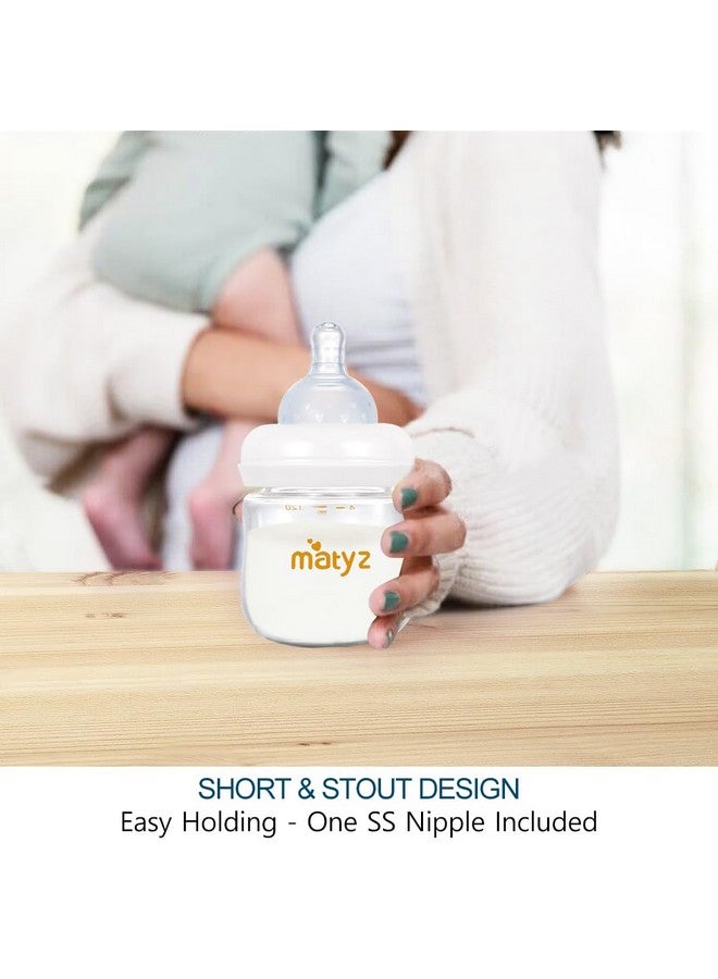 Matyz 2-Pack Glass Baby Breastfeeding Bottles With Caps (White, 4Oz) - Wide Neck New Born Bottles For Baby Breastfeeding - Breastfeeding Bottles For Newborn Babies - 4 Oz Glass Baby Bottles 0-3 Months - Image 5