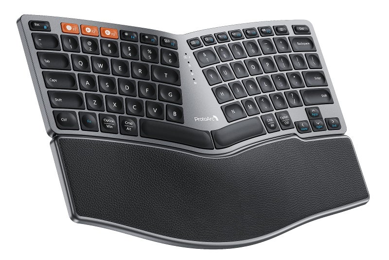 ProtoArc Bluetooth Ergonomic Keyboard, EK04 Mini Compact Wireless Ergonomic Keyboard, Hard Palm Rest, Multi-Device, Split Design, Rechargeable, Compatible with Windows, Mac OS - Image 1