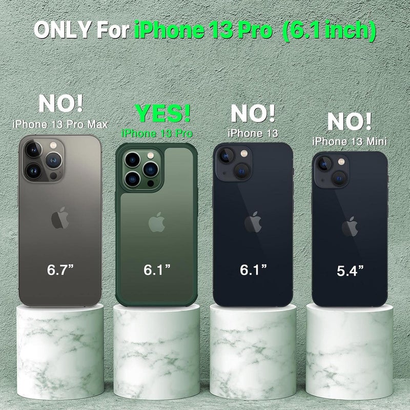 CENHUFO iPhone 13 Pro Case with Tempered Glass Screen Protector and Camera Protector [9H Hardness] 360° Shockproof Double Sided Phone Case Full Cover for iPhone 13 Pro – Green Scratch resistant - Image 2