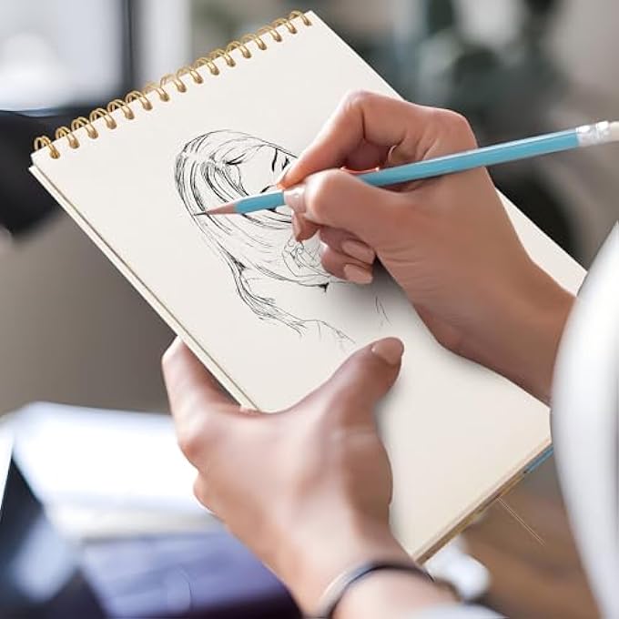 A4 SKETCH BOOK, TOP SPIRAL BOUND SKETCH PAD, 1 PACK 60-SHEETS (68LB/100GSM) ACID FREE ART SKETCHBOOK ARTISTIC DRAWING PAINTING WRITING PAPER FOR BEGINNERS ARTISTS(STARRY) - Image 3