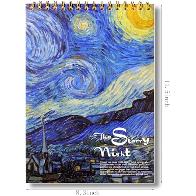 A4 SKETCH BOOK, TOP SPIRAL BOUND SKETCH PAD, 1 PACK 60-SHEETS (68LB/100GSM) ACID FREE ART SKETCHBOOK ARTISTIC DRAWING PAINTING WRITING PAPER FOR BEGINNERS ARTISTS(STARRY) - Image 2