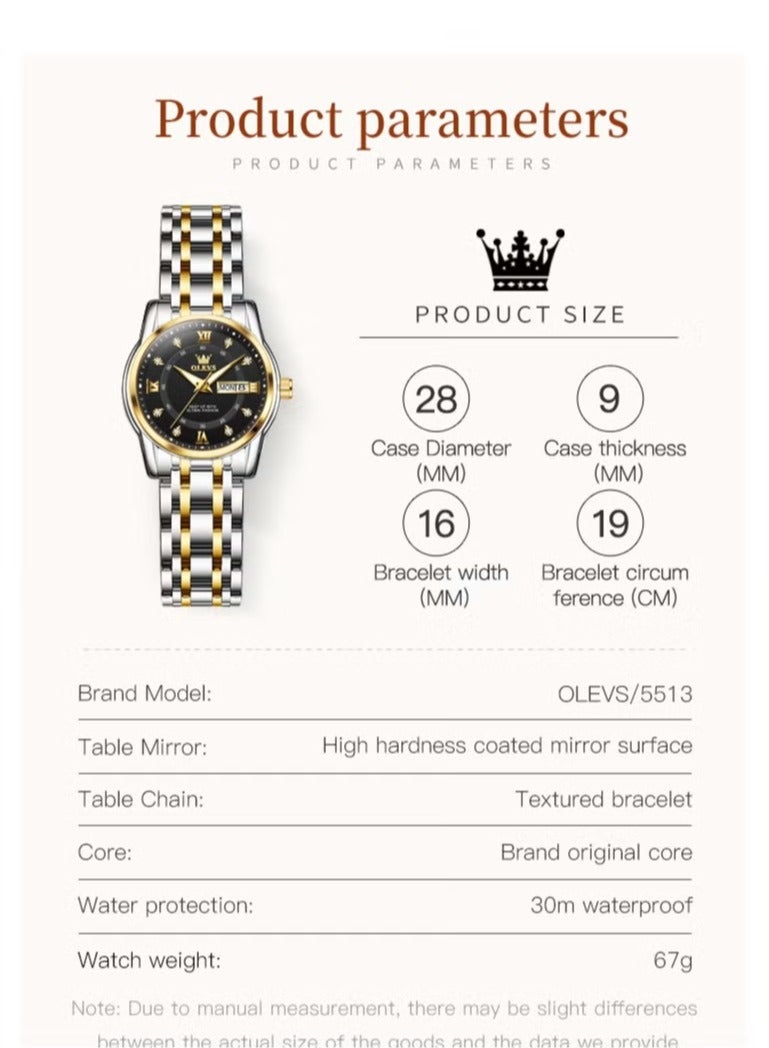 أوليفز ساعات نسائية عصرية كوارتز ستانلس ستيل مقاومة للماء 5513 - Image 4