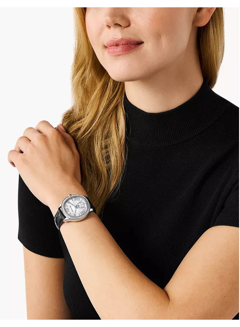 Michael Kors Women Women's Sage Three-Hand Black Croco Embossed Leather Watch - MK4821 - Image 5