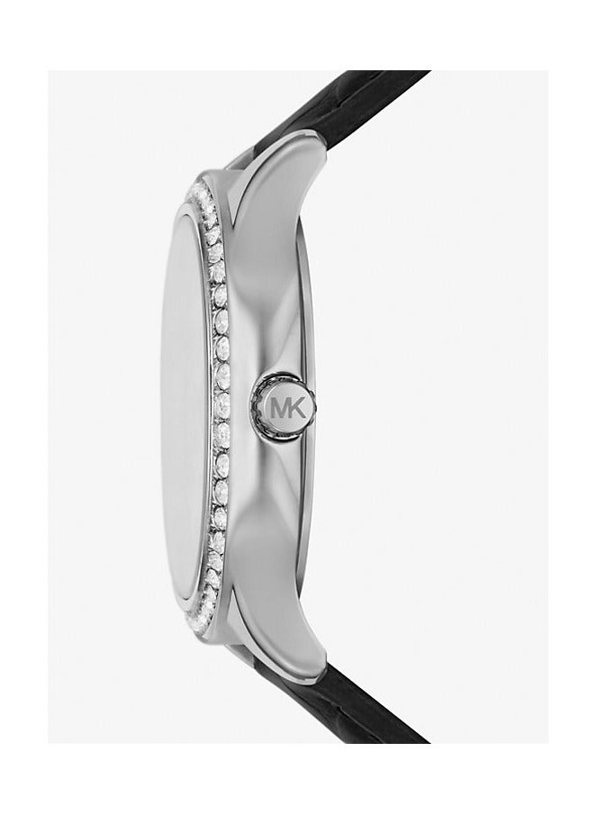 Michael Kors Women Women's Sage Three-Hand Black Croco Embossed Leather Watch - MK4821 - Image 2