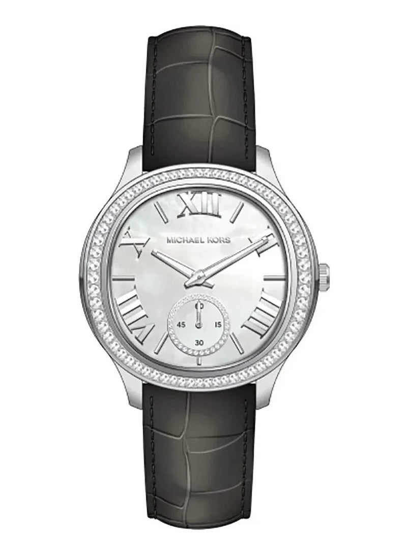 Michael Kors Women Women's Sage Three-Hand Black Croco Embossed Leather Watch - MK4821 - Image 1