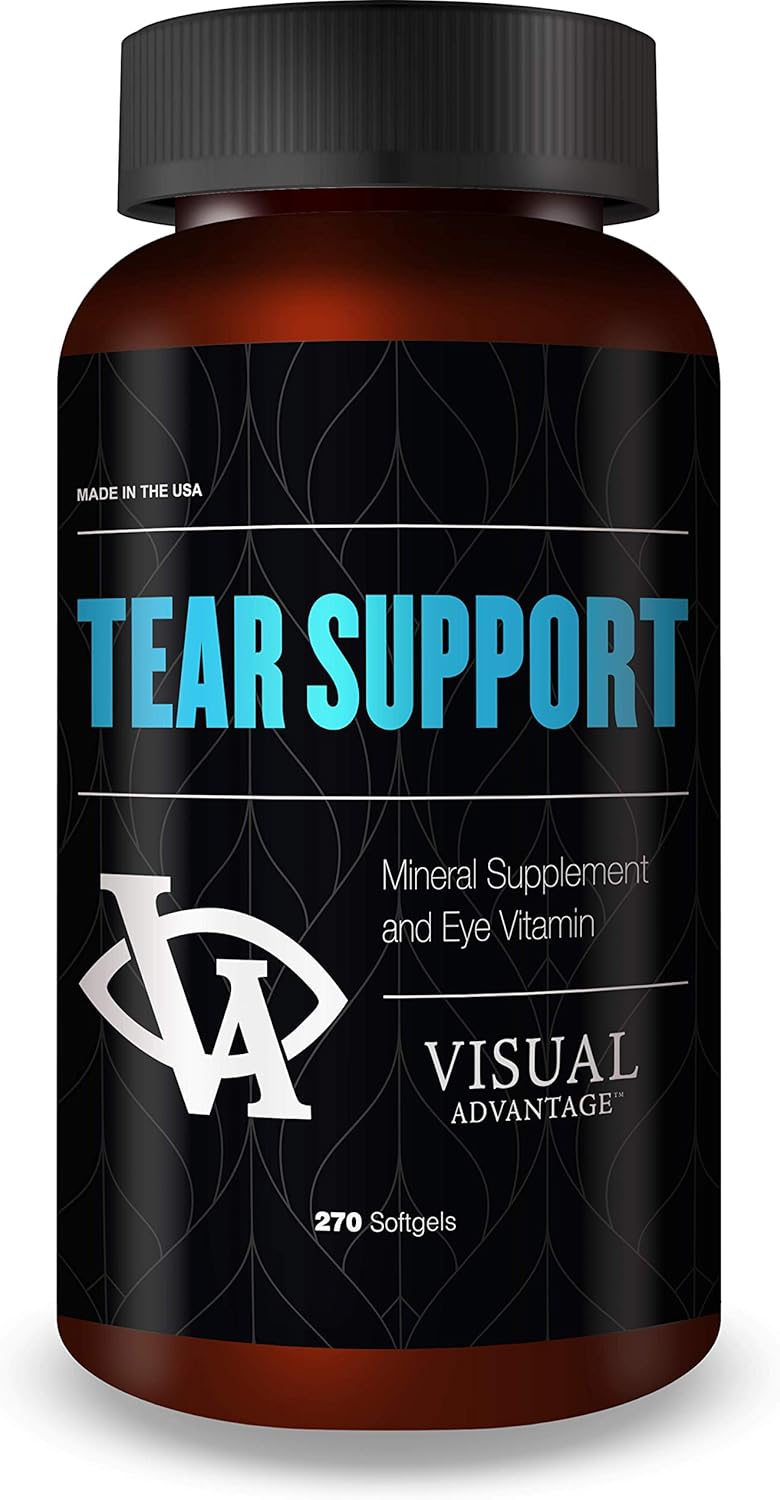 Visual Advantage Tear Support Eye Vitamins for Dry Eyes  3Month Supply 270 Softgels  Supports Eye Moisture  Lubrication Omega3 GlutenFree NonGMO - Image 1
