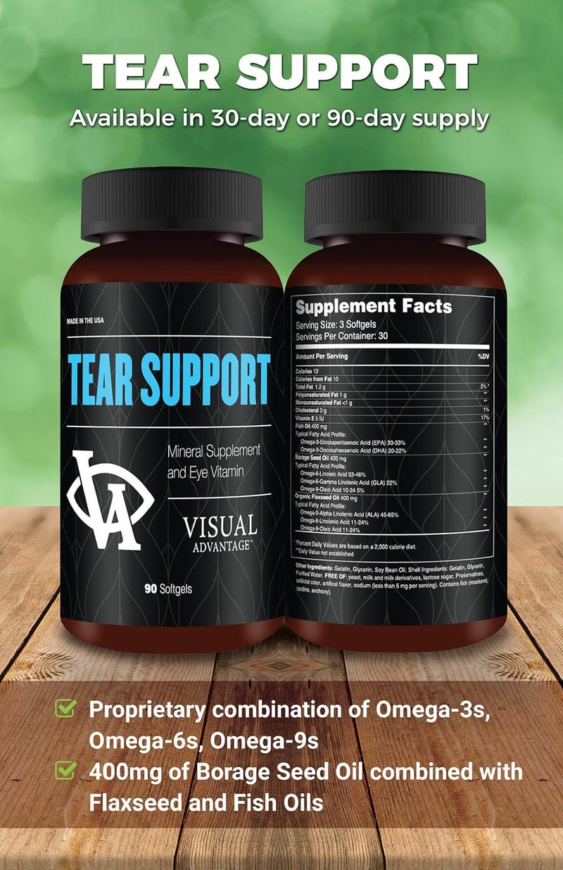 Visual Advantage Tear Support Eye Vitamins for Dry Eyes  3Month Supply 270 Softgels  Supports Eye Moisture  Lubrication Omega3 GlutenFree NonGMO - Image 5
