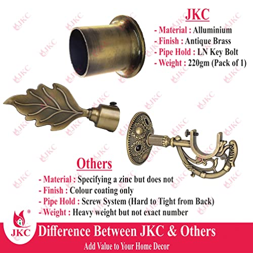 JKC Antique Look Zinc Alloy Leaf Curtain Brackets and Holders - Curtain Bracket Set with Curtain Knobs and Rod End Cap, Ideal Curtain Knob Solution - Bracket 1 Holder 1 Wall to Wall 1 - Image 4