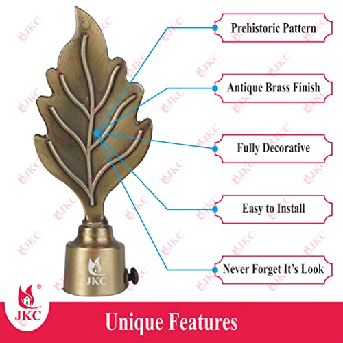 JKC Antique Look Zinc Alloy Leaf Curtain Brackets and Holders - Curtain Bracket Set with Curtain Knobs and Rod End Cap, Ideal Curtain Knob Solution - Bracket 1 Holder 1 Wall to Wall 1 - Image 5